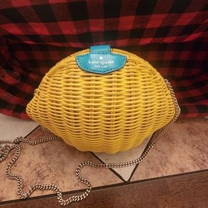 Kate Spade Picnic Perfect Lemon Wicker Crossbody Bag Purse Handbag Yellow